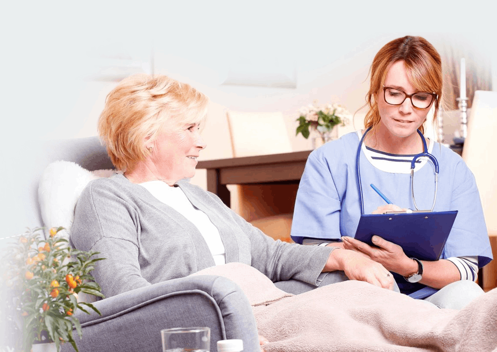 Home caregiver holding in her hand